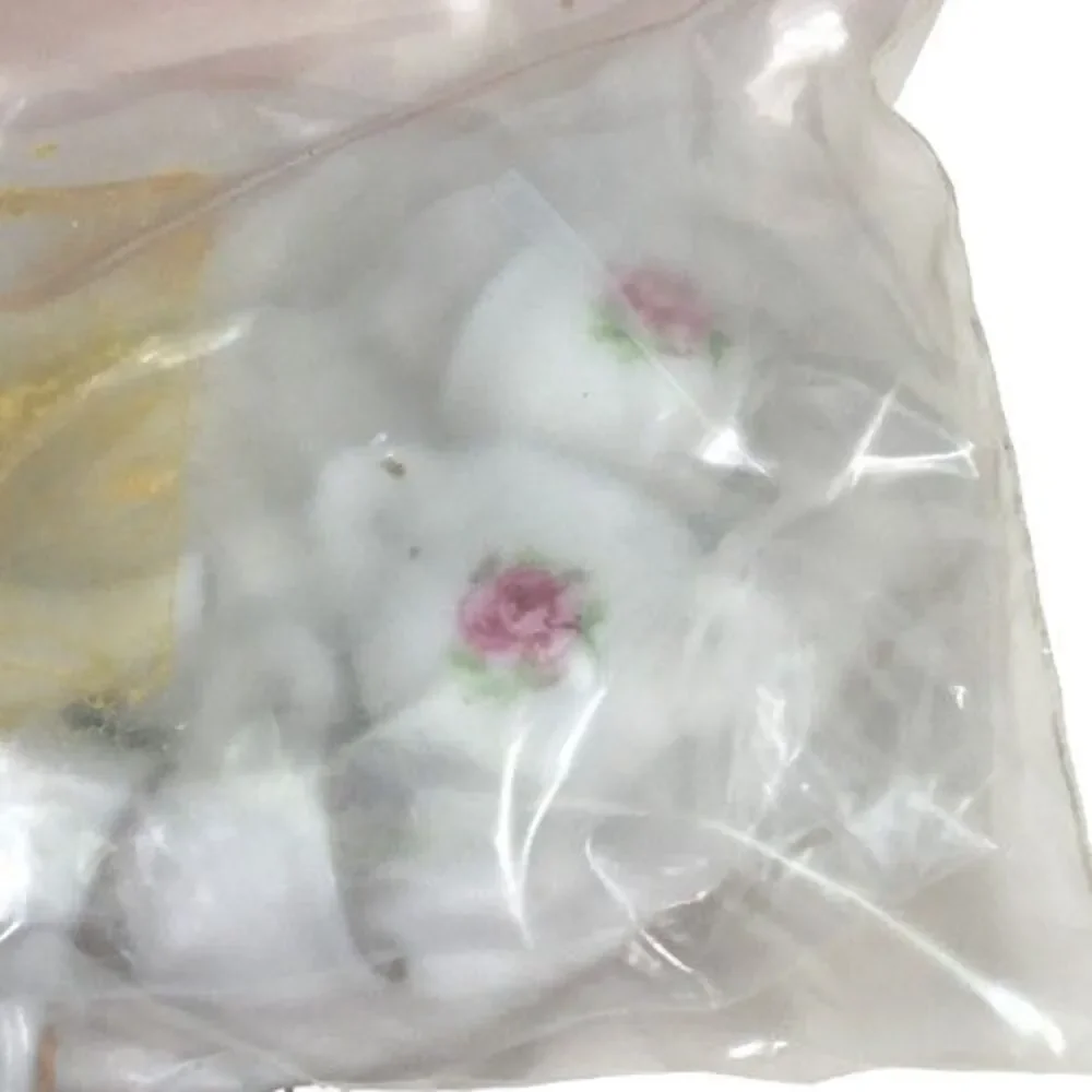 Miniature Dollhouse Tea Coffee Set Pink Rose Cups Saucers Creamer Sugar Tray New
